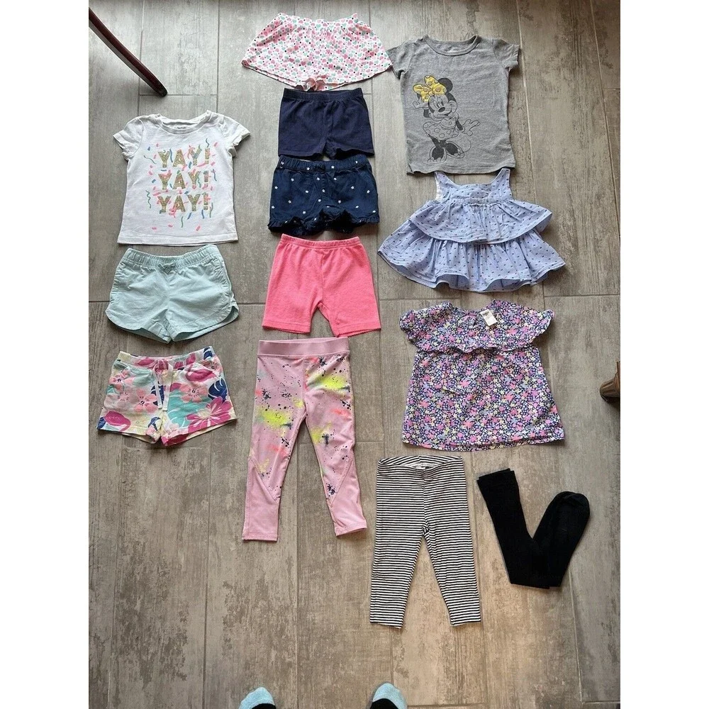 Baby Toddler Girl Huge Lot of 13 Piece Set Clothing Outfit Tops Shorts Pants 2T